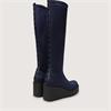 Marco Moreo Liege Studed Knee High Wedge - Navy Stretch